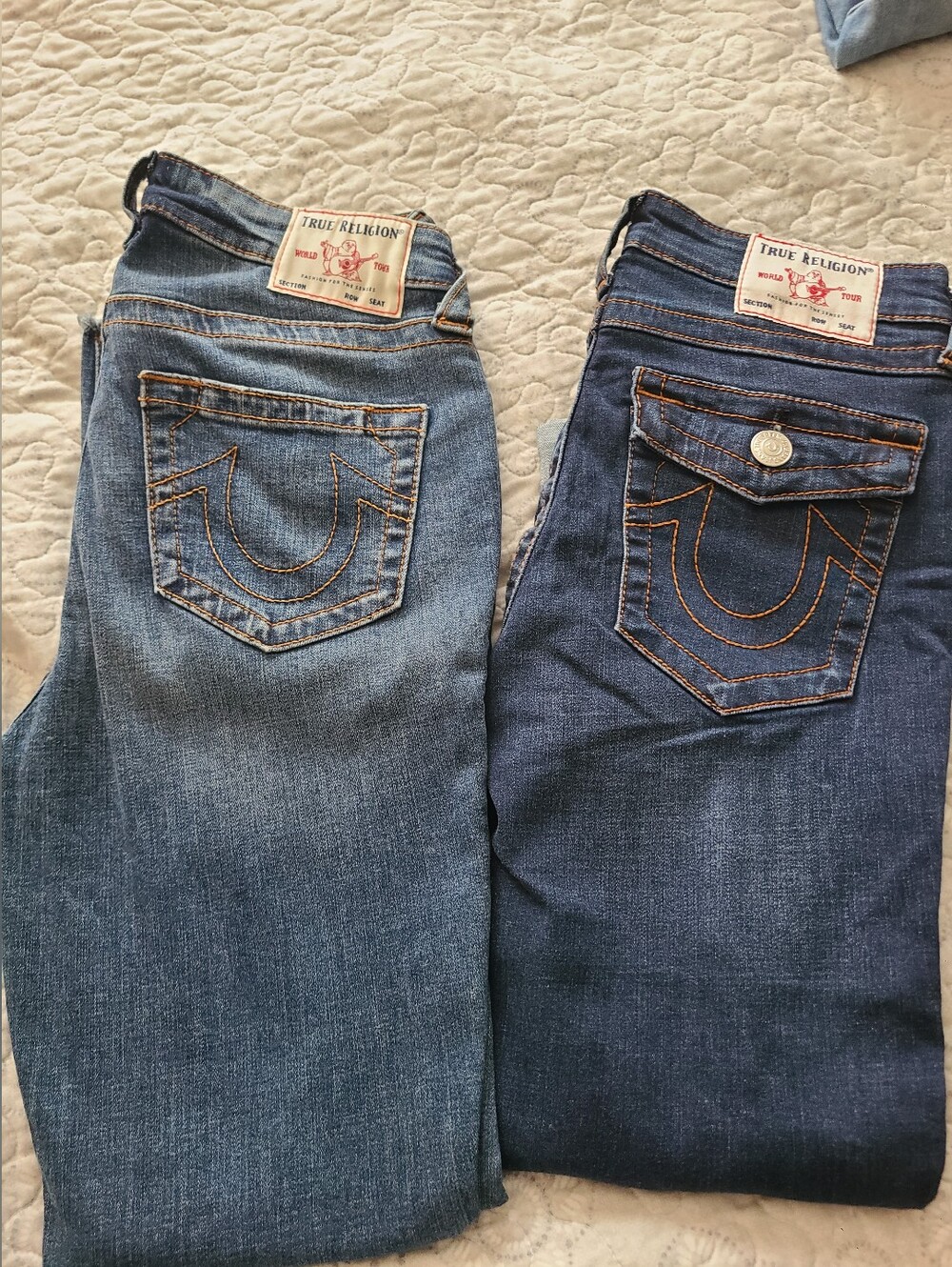 True Religion Women’s Straight Leg Jeans - Light Blue & Dark Blue Duo